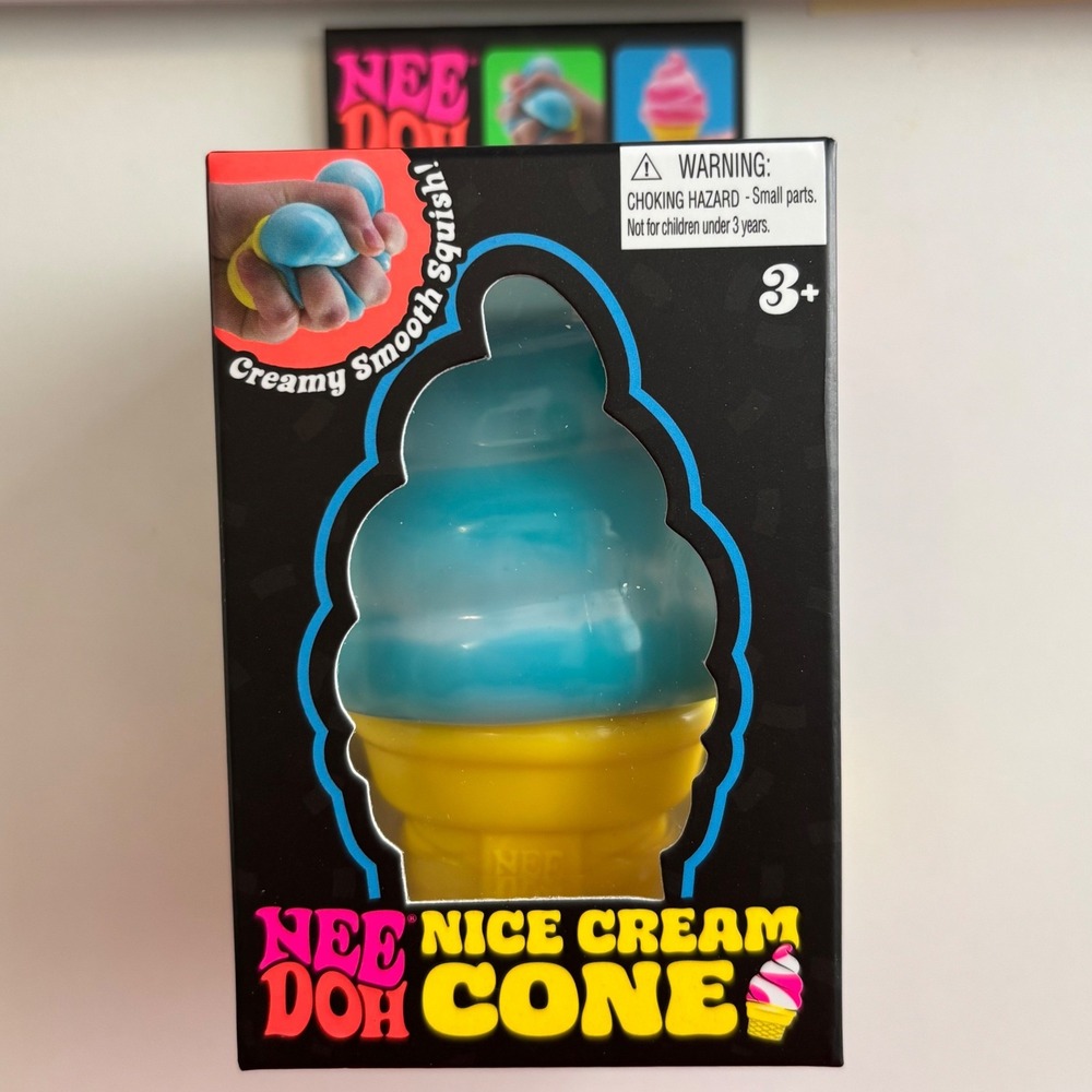 Schylling NeeDoh Nice Cream Cone Blue Yellow Squishy Fidget Toy Stress Reliever